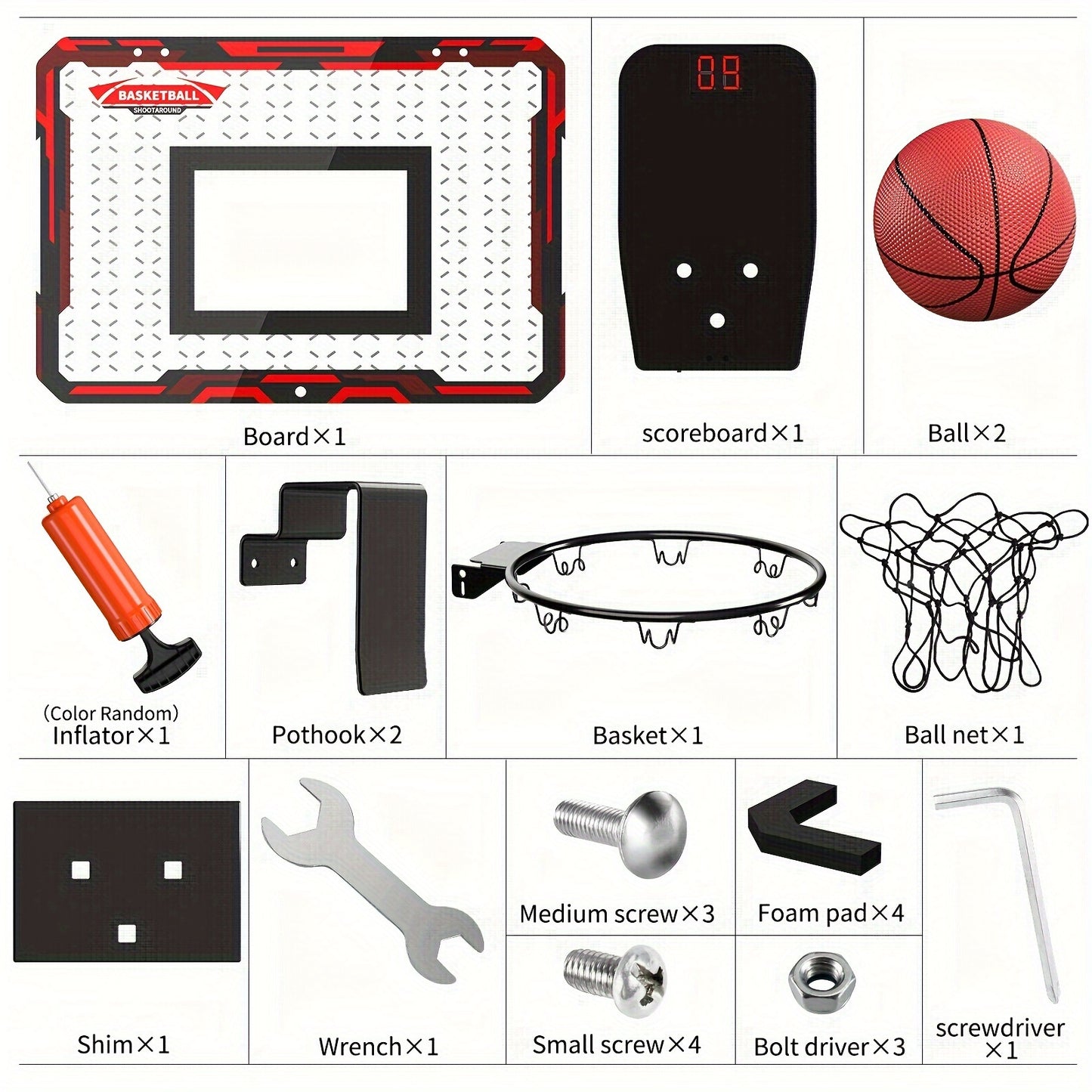 Indoor Basketball Hoop For Kids, Door Room Basketball Hoop, Mini Basketball Hoop With 2 Balls, Basketball Toys sea and beach accessories