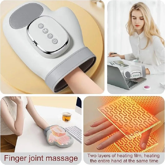Hand Massager with Heat and Compression Electric Cordless Portable Wrist & Finger Massager 5-Level Adjustable Pressure Best Gift